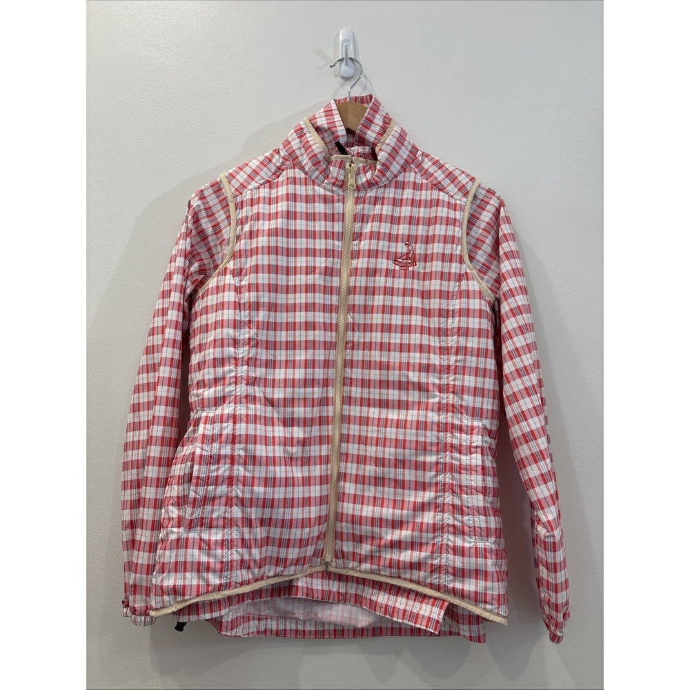 PETER MILLAR Womens Small Lot 2 Red Plaid Reversible Full Zip Vest & Windbreaker